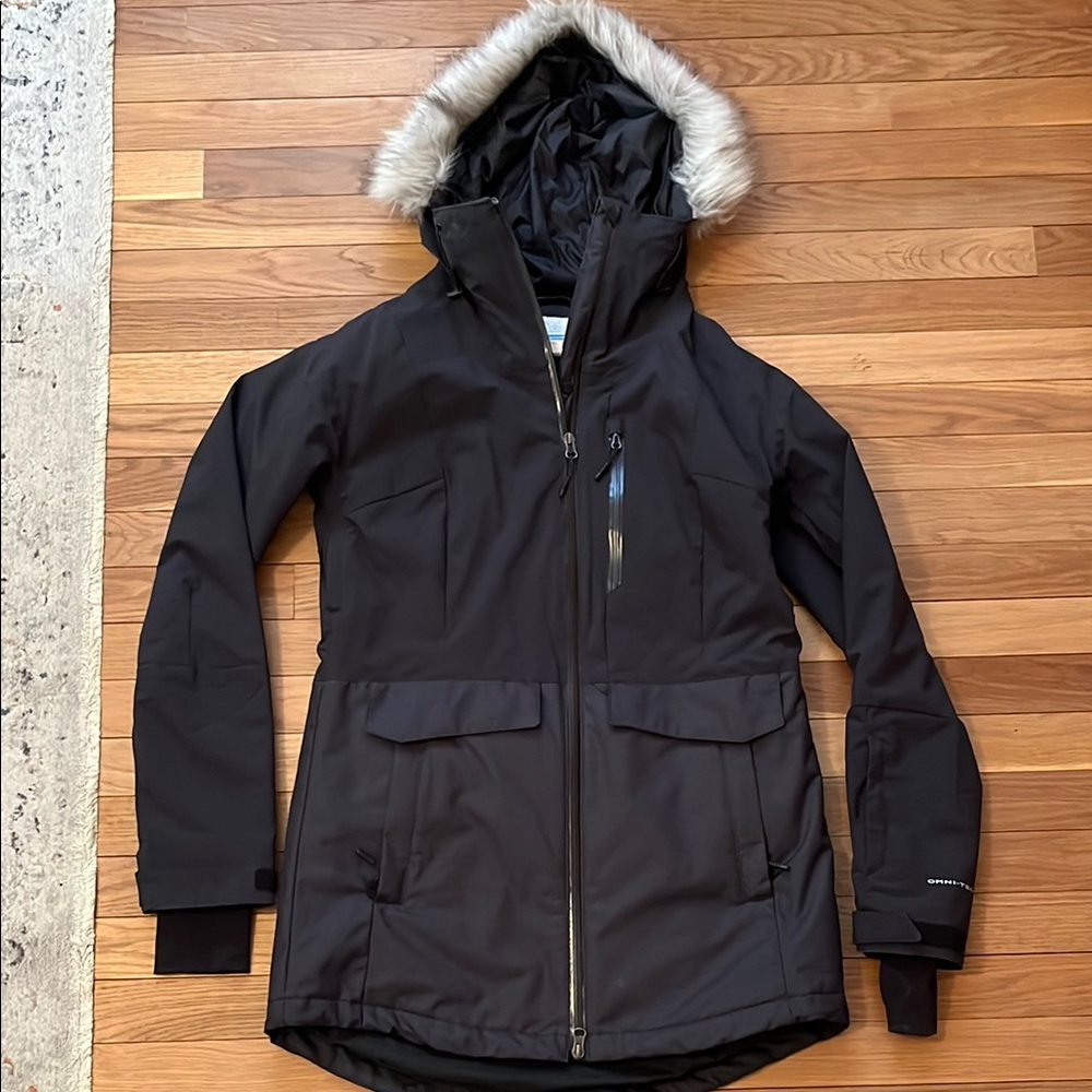 Columbia Dark Ski Jacket with Fur Trimmed Hood